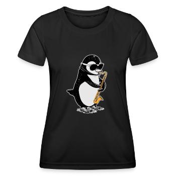 Bass Clarinet Penguin Big Band Children's Orchestra - Women's Functional T-Shirt - black - Front - AI Model Female 172 light (172cm)
