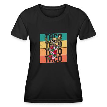 Mexico Skeleton Tequila Beach Summer Taco - Women's Functional T-Shirt - black - Front - AI Model Female 172 light (172cm)