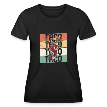 Mexico Skeleton Tequila Beach Summer Taco - Women's Functional T-Shirt - black - Front - AI Model Female 172 light (172cm)