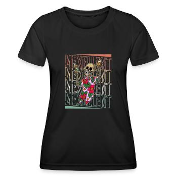 Mexiko Urlaub Skeleton Tequila Taco Sommer - Frauen Funktions-T-Shirt - Schwarz - Vorne - AI Model Female 172 light (172cm)