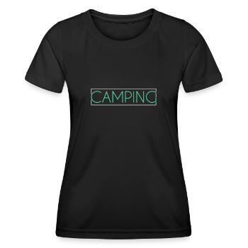 camping Schriftzug - Frauen Funktions-T-Shirt - Schwarz - Vorne - AI Model Female 172 light (172cm)