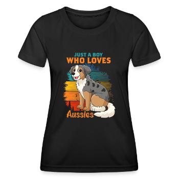 Australischer Schäferhund - Frauen Funktions-T-Shirt - Schwarz - Vorne - AI Model Female 172 light (172cm)