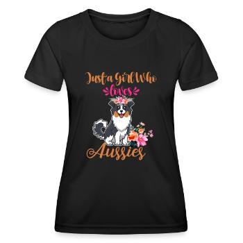 Australian Shepherd Aussie Dad Aussie Mom - Women's Functional T-Shirt - black - Front - AI Model Female 172 light (172cm)