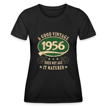 67ème anniversaire 1956 '67 Bon Millésime - T-shirt sport Femme - noir - Devant - AI Model Female 172 light (172cm)