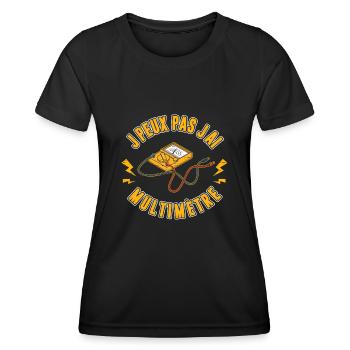 Idée cadeau papa humour fête des pères électricien - T-shirt sport Femme - noir - Devant - AI Model Female 172 light (172cm)