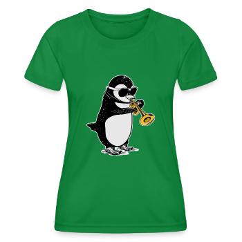 Pinguin Trompete Geschenk Kinder Big Band Musik - Frauen Funktions-T-Shirt - Kelly Green - Vorne - AI Model Female 172 dark (172cm)