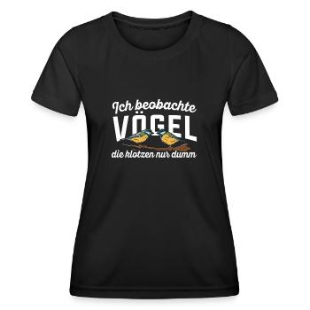 Ich beobachte Vögel Ornithologie Vogelbeobachtung - Frauen Funktions-T-Shirt - Schwarz - Vorne - AI Model Female 172 light (172cm)