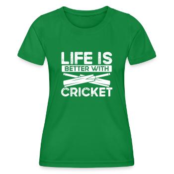 La vie est meilleure avec le cricket - T-shirt sport Femme - vert - Devant - AI Model Female 172 dark (172cm)