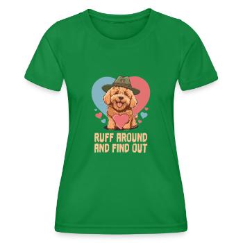Ruff Around And Find Out Goldendoodle Dog Dad - Women's Functional T-Shirt - kelly green - Front - AI Model Female 172 dark (172cm)