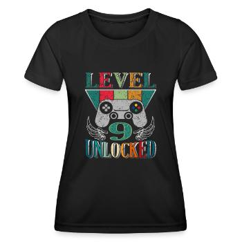Level 9 Unlocked 9th Birthday - Women's Functional T-Shirt - black - Front - AI Model Female 172 light (172cm)