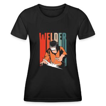 Soudeur Dans le style vintage - T-shirt sport Femme - noir - Devant - AI Model Female 172 light (172cm)