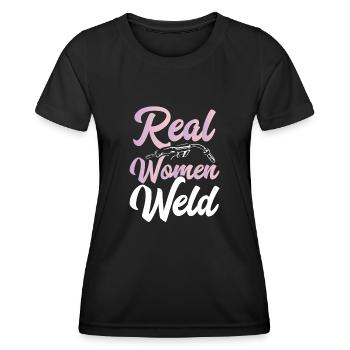 Echte Frauen Schweißen - Frauen Funktions-T-Shirt - Schwarz - Vorne - AI Model Female 172 light (172cm)