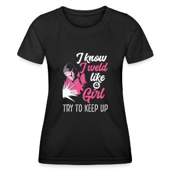 Ich Schweiße Wie Ein Mädchen - Frauen Funktions-T-Shirt - Schwarz - Vorne - AI Model Female 172 light (172cm)