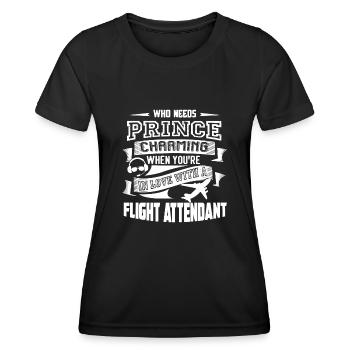 Flight Attendant In Love With A Flight Attendant - Women's Functional T-Shirt - black - Front - AI Model Female 172 light (172cm)
