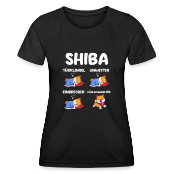 Hund Shiba Inu - Frauen Funktions-T-Shirt - Schwarz - Vorne - AI Model Female 172 light (172cm)