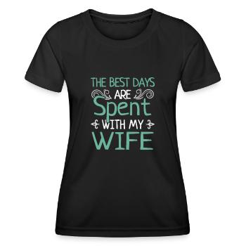 Beste Tage Mit Ehefrau Heiraten Ehepaar Geschenk - Frauen Funktions-T-Shirt - Schwarz - Vorne - AI Model Female 172 light (172cm)