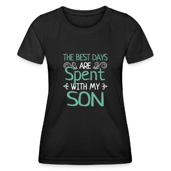 Père et fils Futurs pères Fils - T-shirt sport Femme - noir - Devant - AI Model Female 172 light (172cm)