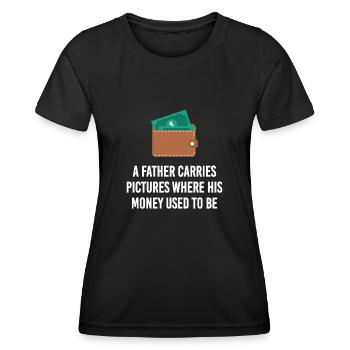 Père Argent Bourse Enfants Enfant Descendance paternelle - T-shirt sport Femme - noir - Devant - AI Model Female 172 light (172cm)