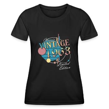 60th birthday 1963 60th birthday - Women's Functional T-Shirt - black - Front - AI Model Female 172 light (172cm)