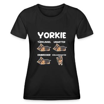 Hund Yorkie - Frauen Funktions-T-Shirt - Schwarz - Vorne - AI Model Female 172 light (172cm)