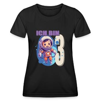 Ich bin 3 Jahre - 3. Geburtstag - Astronaut - Frauen Funktions-T-Shirt - Schwarz - Vorne - AI Model Female 172 light (172cm)