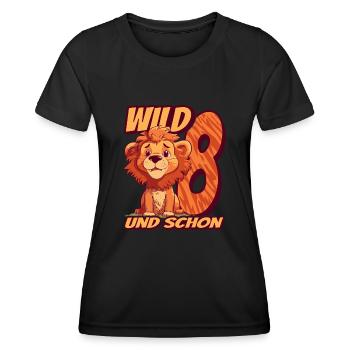 Wild und schon 8 Jahre - 8. Geburtstag Löwe - Frauen Funktions-T-Shirt - Schwarz - Vorne - AI Model Female 172 light (172cm)
