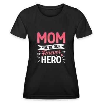 Maman, tu es notre héros éternel - T-shirt sport Femme - noir - Devant - AI Model Female 172 light (172cm)