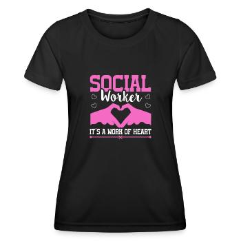 Social Worker Its A Work of Heart Social Worker - Frauen Funktions-T-Shirt - Schwarz - Vorne - AI Model Female 172 light (172cm)