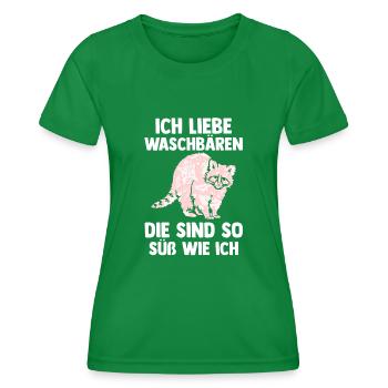 Tiermotiv Waschbär - Frauen Funktions-T-Shirt - Kelly Green - Vorne - AI Model Female 172 dark (172cm)