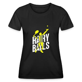 Haarige Bälle - Lustiges Tennis - Frauen Funktions-T-Shirt - Schwarz - Vorne - AI Model Female 172 light (172cm)