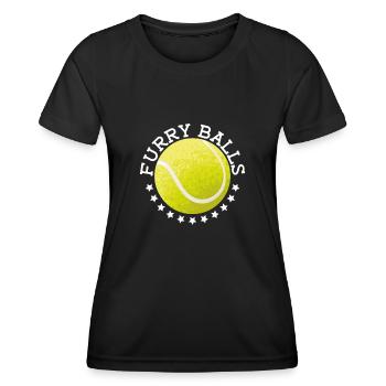 Pelzige Bälle - Lustiges Tennis - Frauen Funktions-T-Shirt - Schwarz - Vorne - AI Model Female 172 light (172cm)