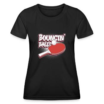 Bouncin' Balls - Lustiges Ping Pong - Frauen Funktions-T-Shirt - Schwarz - Vorne - AI Model Female 172 light (172cm)