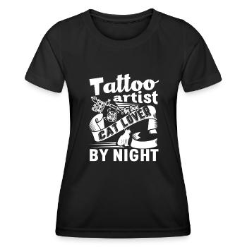 Tattoo Artist Tattoo Artist Cat Lover - Women's Functional T-Shirt - black - Front - AI Model Female 172 light (172cm)