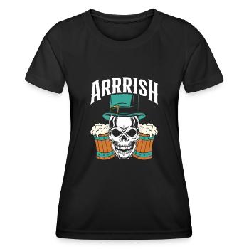 Irish skull with beer - Women's Functional T-Shirt - black - Front - AI Model Female 172 light (172cm)