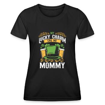 Good luck charm, call me mom - Women's Functional T-Shirt - black - Front - AI Model Female 172 light (172cm)