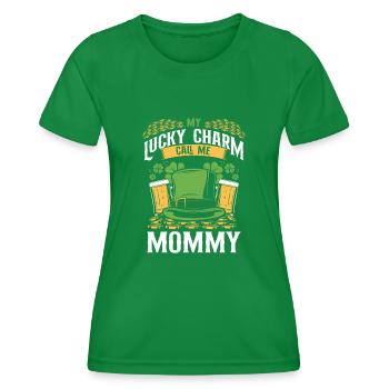 Good luck charm, call me mom - Women's Functional T-Shirt - kelly green - Front - AI Model Female 172 dark (172cm)