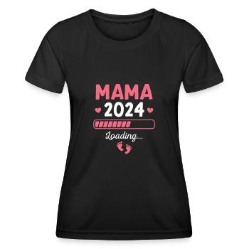 Mama 2024 loading Schwangerschaftsverkündung - Frauen Funktions-T-Shirt - Schwarz - Vorne - AI Model Female 172 light (172cm)