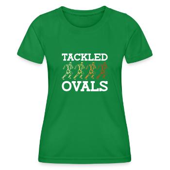 Ovales plaqués - Drôle de rugby - T-shirt sport Femme - vert - Devant - AI Model Female 172 dark (172cm)