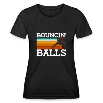 Bouncin' Balls - Lustiges Ping Pong - Frauen Funktions-T-Shirt - Schwarz - Vorne - AI Model Female 172 light (172cm)