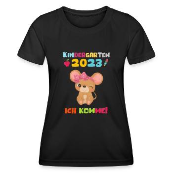 Kindergarten 2023 Ich Komme Mädchen Kita Geschenk - Frauen Funktions-T-Shirt - Schwarz - Vorne - AI Model Female 172 light (172cm)