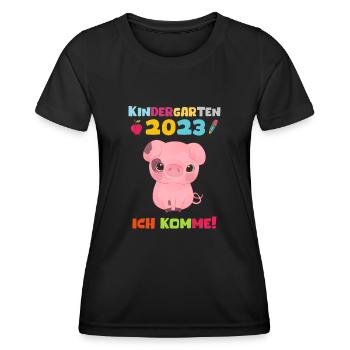 Kindergarten 2023 Ich Komme Jungen Kita Geschenk - Frauen Funktions-T-Shirt - Schwarz - Vorne - AI Model Female 172 light (172cm)