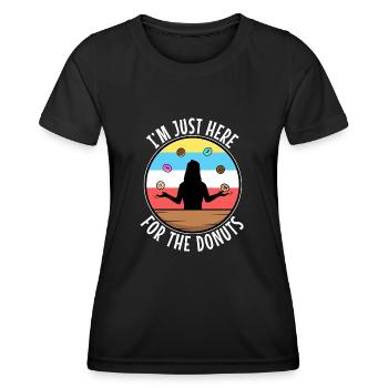 I'm just here for the donuts - Frauen Funktions-T-Shirt - Schwarz - Vorne - AI Model Female 172 light (172cm)