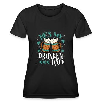 He's my drunken half - Women's Functional T-Shirt - black - Front - AI Model Female 172 light (172cm)