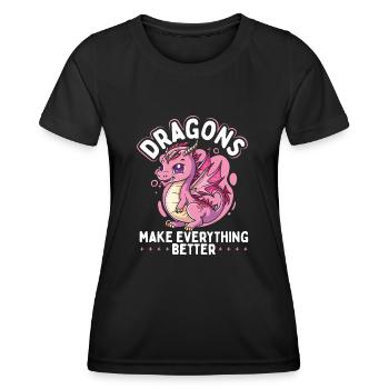 Drachen Machen Alles Besser - Frauen Funktions-T-Shirt - Schwarz - Vorne - AI Model Female 172 light (172cm)