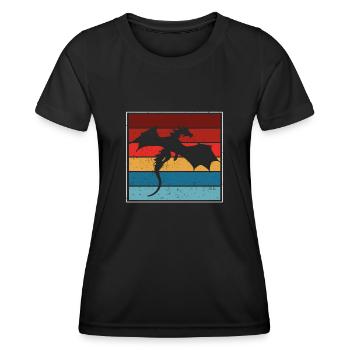 Drachen-silhouette - Frauen Funktions-T-Shirt - Schwarz - Vorne - AI Model Female 172 light (172cm)