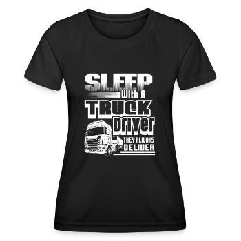 Truck Driver Sleep With Truck Driver - Women's Functional T-Shirt - black - Front - AI Model Female 172 light (172cm)