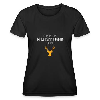 Jagd shirt - Frauen Funktions-T-Shirt - Schwarz - Vorne - AI Model Female 172 light (172cm)