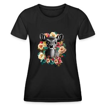 Roe deer - Women's Functional T-Shirt - black - Front - AI Model Female 172 light (172cm)