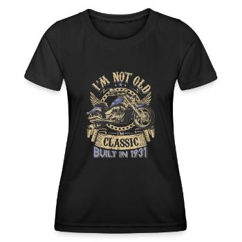 Je suis une moto classique de 1931 92e anniversaire - T-shirt sport Femme - noir - Devant - AI Model Female 172 light (172cm)
