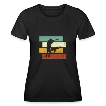 Chasse rétro - T-shirt sport Femme - noir - Devant - AI Model Female 172 light (172cm)